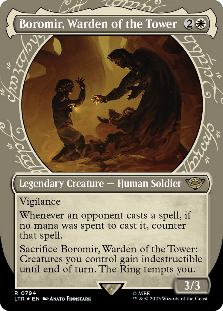 Boromir, Warden of the Tower (Showcase) (Surge Foil) [The Lord of the Rings: Tales of Middle-Earth] | Pegasus Games WI