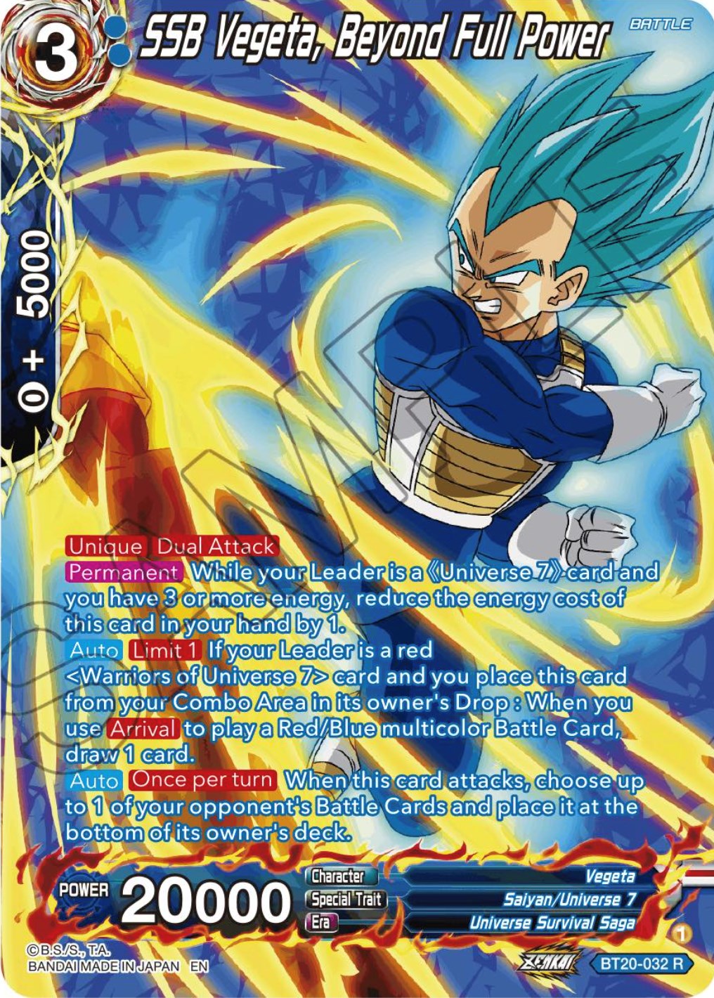 SSB Vegeta, Beyond Full Power (Silver Foil) (BT20-032) [Power Absorbed] | Pegasus Games WI