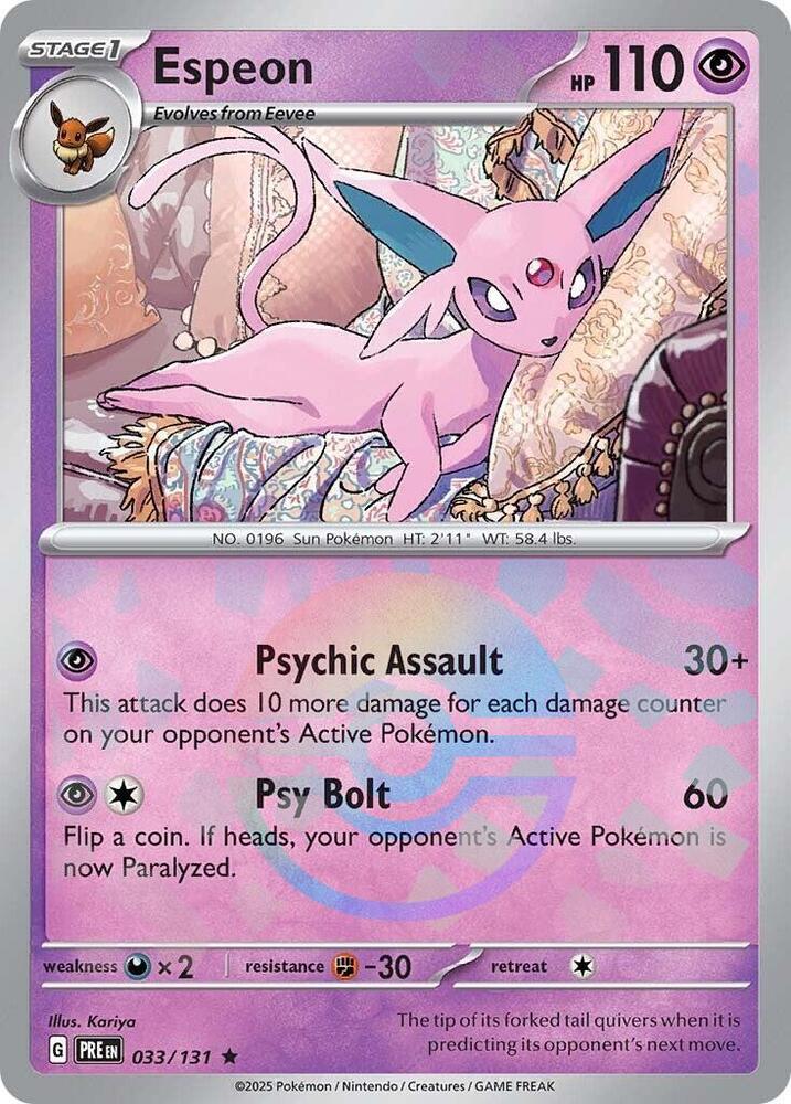 Espeon (033/131) (Poke Ball Pattern) [Scarlet & Violet: Prismatic Evolutions] | Pegasus Games WI