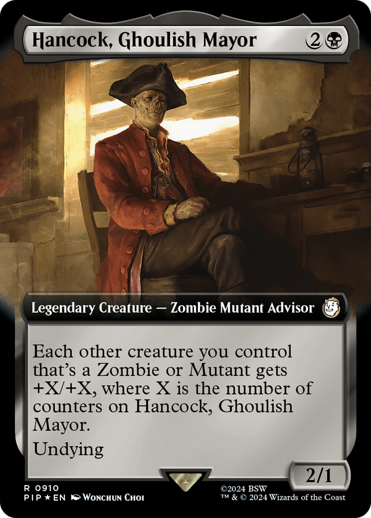 Hancock, Ghoulish Mayor (Extended Art) (Surge Foil) [Fallout] | Pegasus Games WI