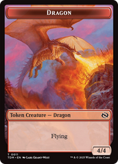 Dragon (0011) // Warrior Double-Sided Token [Tarkir: Dragonstorm Tokens] | Pegasus Games WI