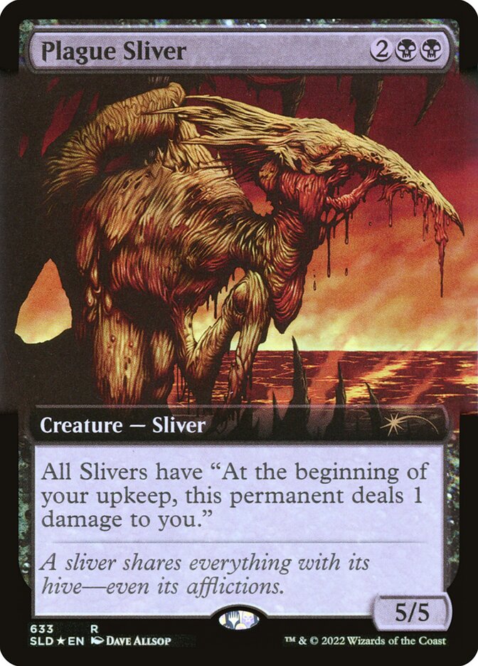 Plague Sliver (Extended Art) (Step-and-Compleat Foil) [Secret Lair Drop Promos] | Pegasus Games WI