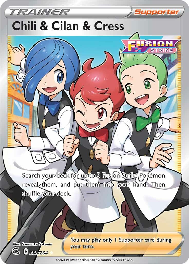 Chili & Cilan & Cress (258/264) [Sword & Shield: Fusion Strike] | Pegasus Games WI