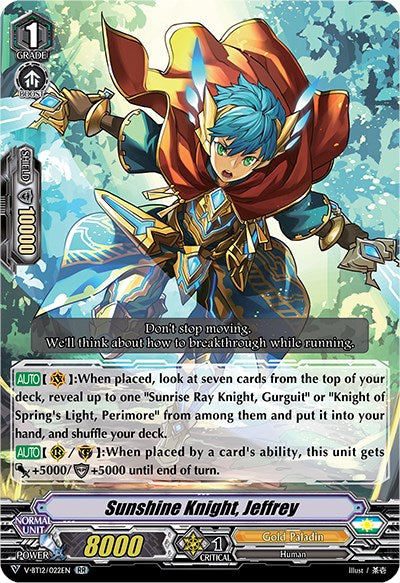 Sunshine Knight, Jeffrey (V-BT12/022EN) [Divine Lightning Radiance] | Pegasus Games WI