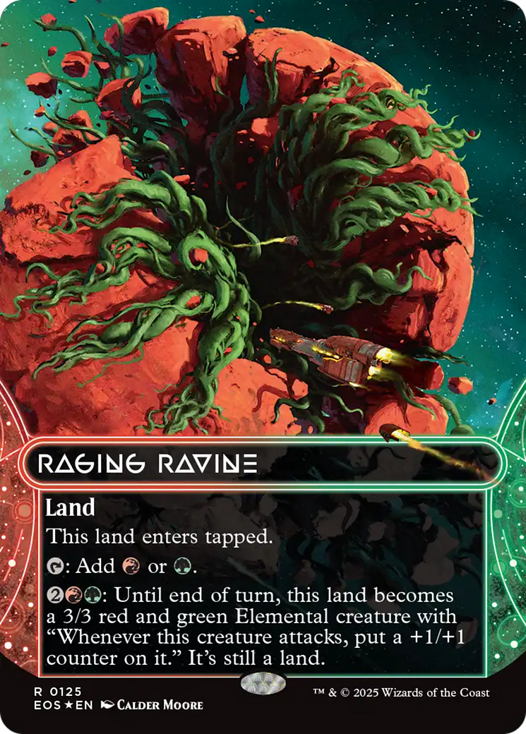 Raging Ravine (0125) (Borderless) (Galaxy Foil) [Edge of Eternities: Stellar Sights] | Pegasus Games WI