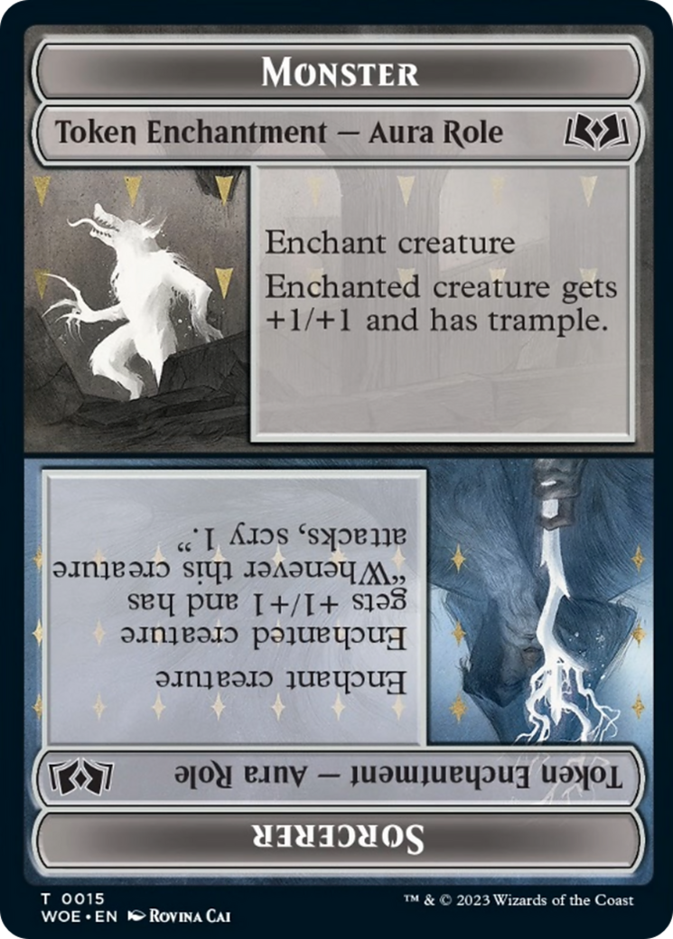 Monster Role // Sorcerer Role Token [Wilds of Eldraine Tokens] | Pegasus Games WI