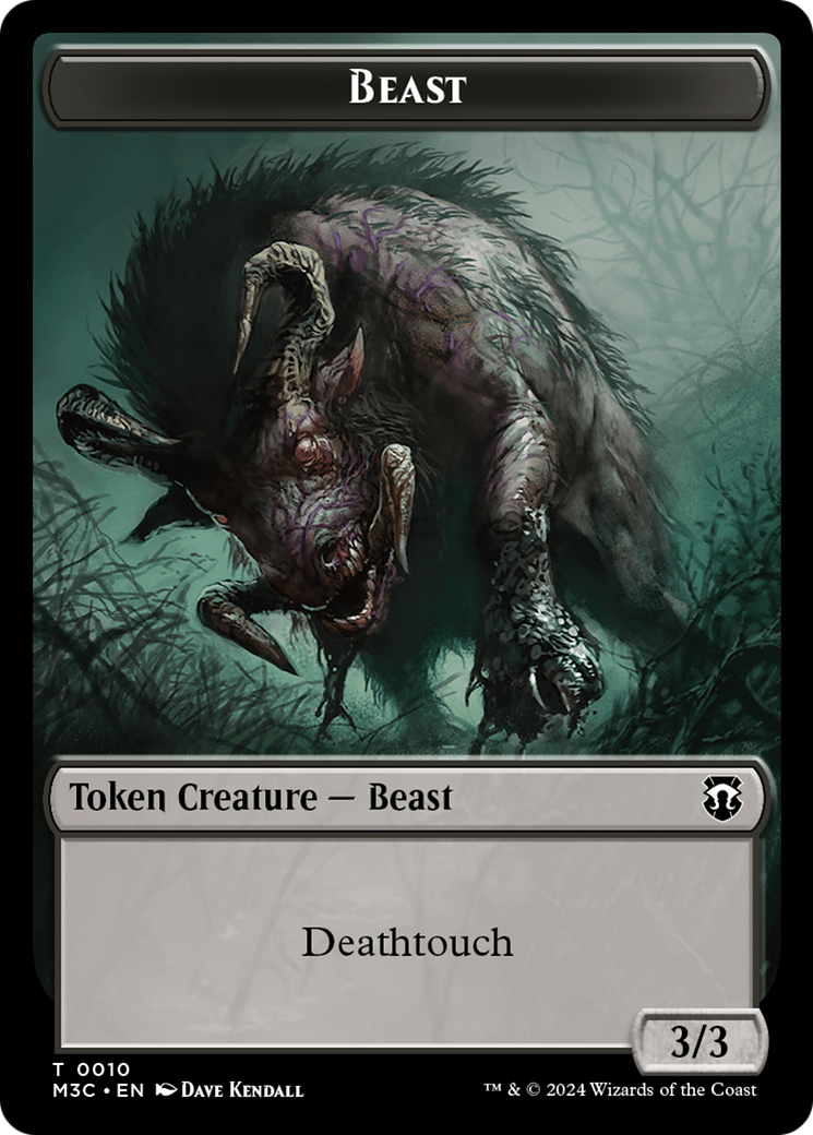 Beast (0010) (Ripple Foil) // Shapeshifter (0008) Double-Sided Token [Modern Horizons 3 Commander Tokens] | Pegasus Games WI