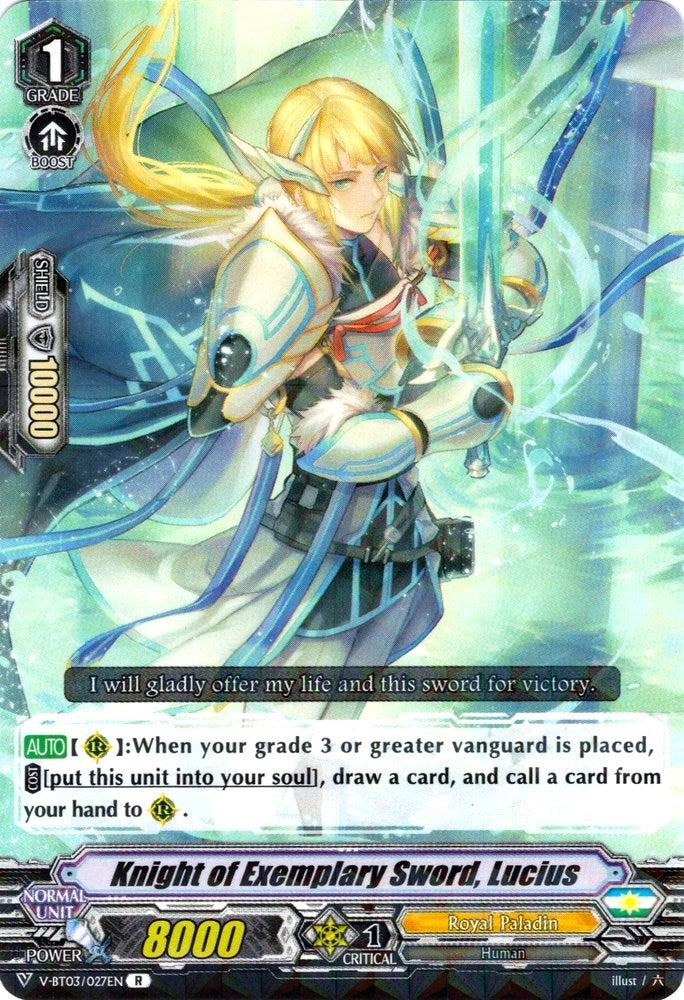 Knight of Exemplary Sword, Lucius (V-BT03/027EN) [Miyaji Academy CF Club] | Pegasus Games WI