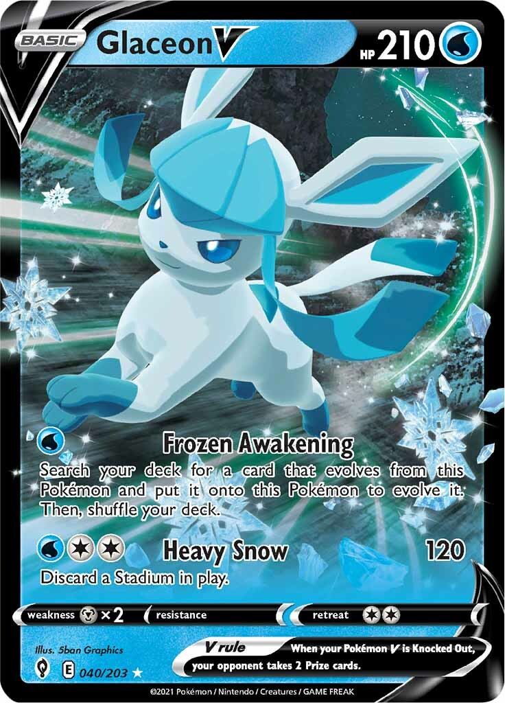 Glaceon V (040/203) [Sword & Shield: Evolving Skies] | Pegasus Games WI