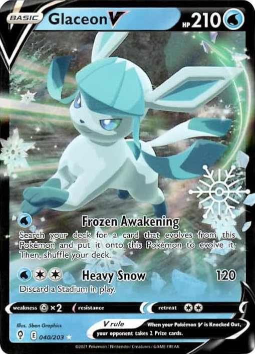 Glaceon V (040/203) (Holiday Calendar) [Sword & Shield: Evolving Skies] | Pegasus Games WI