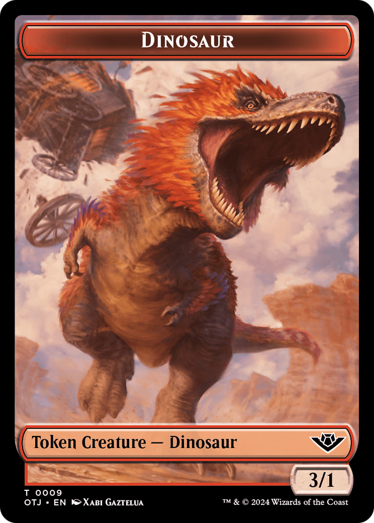 Mercenary // Dinosaur Double-Sided Token [Outlaws of Thunder Junction Tokens] | Pegasus Games WI