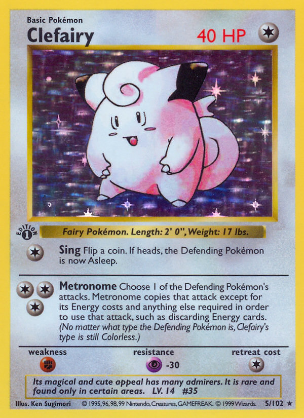 Clefairy (5/102) (Shadowless) [Base Set 1st Edition] | Pegasus Games WI