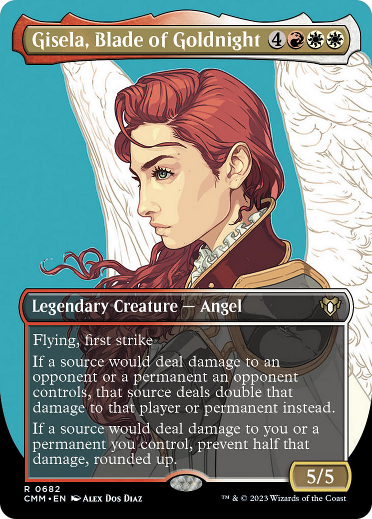 Gisela, Blade of Goldnight (Borderless Profile) [Commander Masters] | Pegasus Games WI