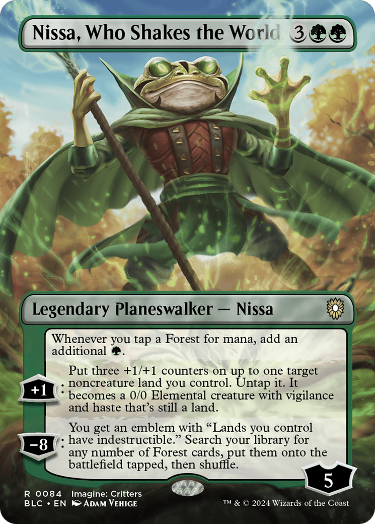 Nissa, Who Shakes the World (Borderless) [Bloomburrow Commander] | Pegasus Games WI
