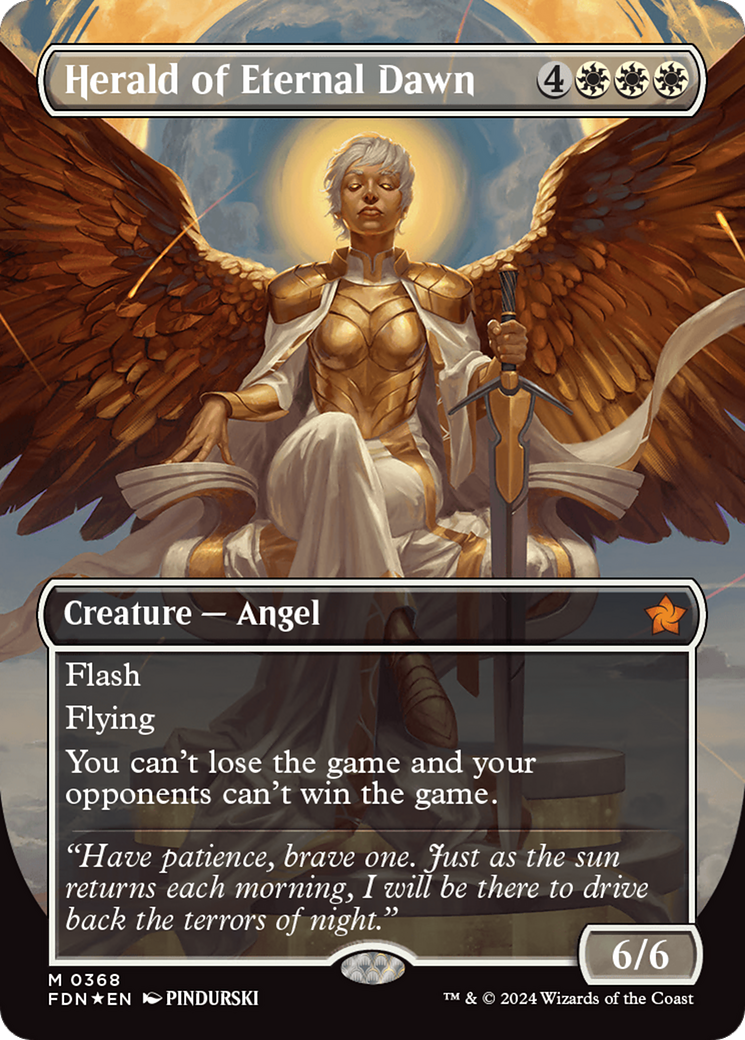 Herald of Eternal Dawn (Borderless) (Mana Foil) [Foundations] | Pegasus Games WI