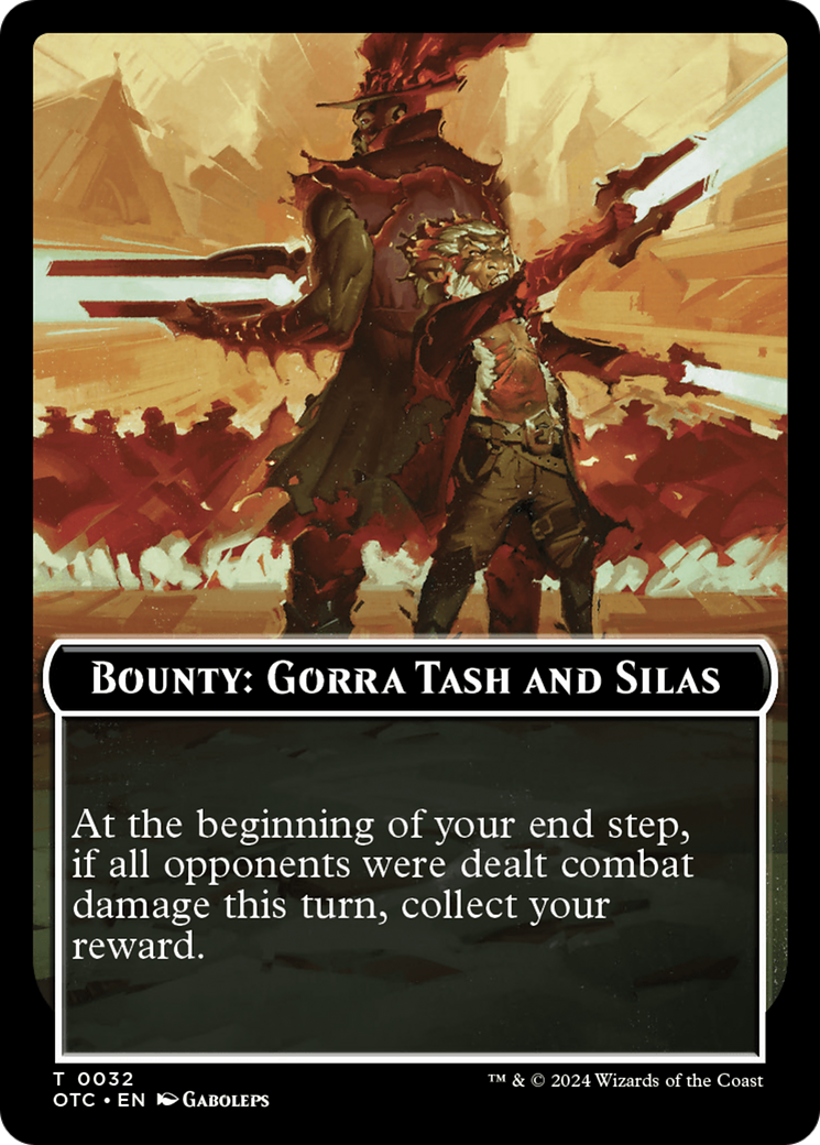 Bounty: Gorra Tash and Silas // Bounty Rules Double-Sided Token [Outlaws of Thunder Junction Commander Tokens] | Pegasus Games WI