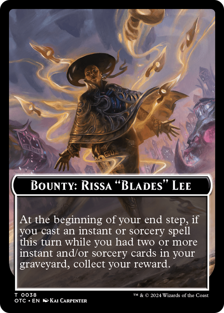 Bounty: Rissa "Blades" Lee // Bounty Rules Double-Sided Token [Outlaws of Thunder Junction Commander Tokens] | Pegasus Games WI