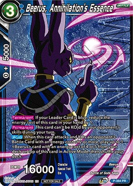 Beerus, Annihilation's Essence (Tournament Pack Vol. 8) (Winner) (P-384) [Tournament Promotion Cards] | Pegasus Games WI