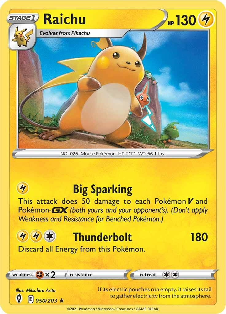 Raichu (050/203) [Sword & Shield: Evolving Skies] | Pegasus Games WI