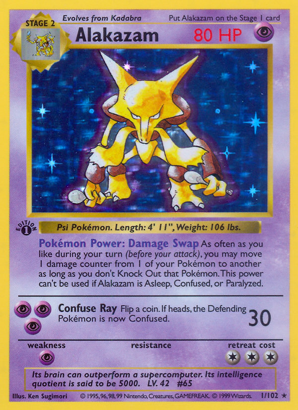 Alakazam (1/102) (Shadowless) [Base Set 1st Edition] | Pegasus Games WI