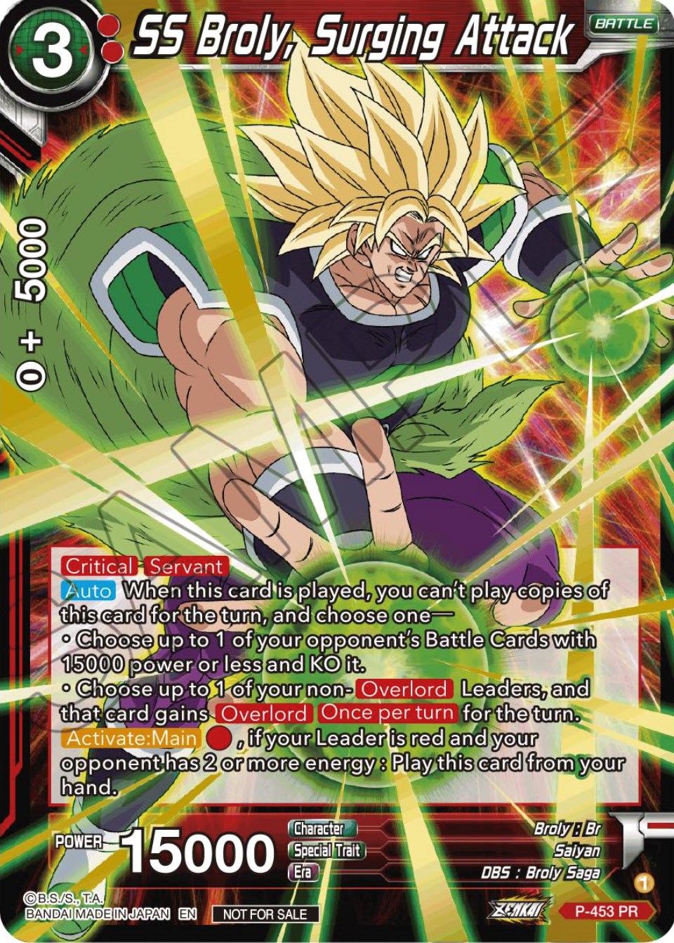 SS Broly, Surging Attack (Championship Selection Pack 2023 Vol.1) (Holo) (P-453) [Tournament Promotion Cards] | Pegasus Games WI