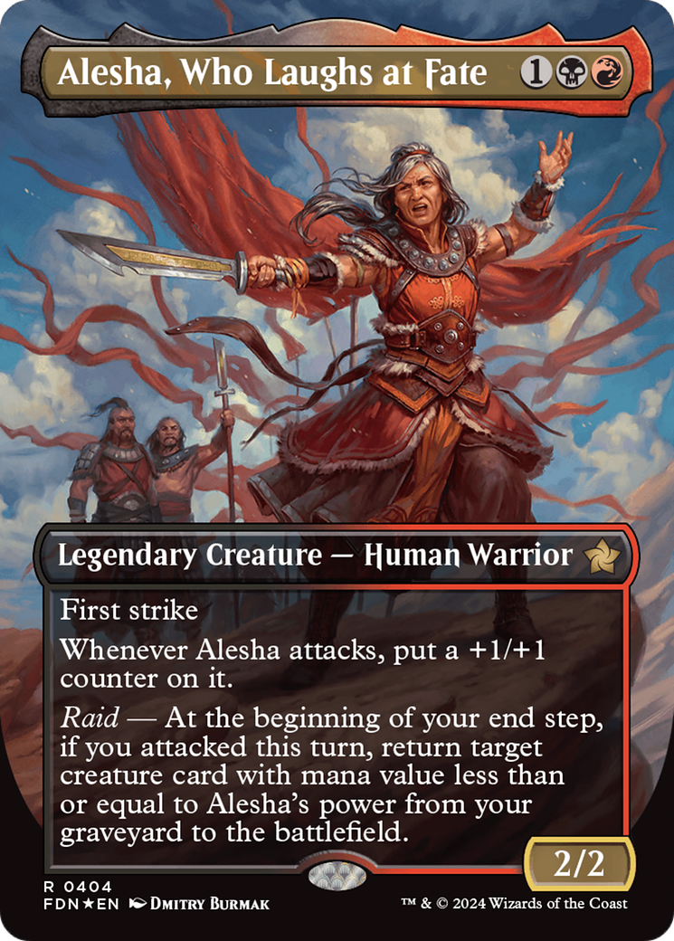 Alesha, Who Laughs at Fate (Borderless) (Mana Foil) [Foundations] | Pegasus Games WI