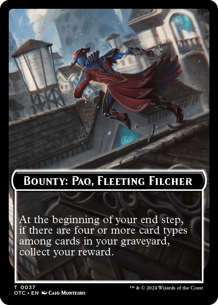 Bounty: Paq, Fleeting Filcher // Bounty Rules Double-Sided Token [Outlaws of Thunder Junction Commander Tokens] | Pegasus Games WI