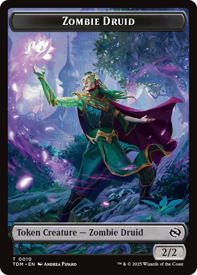 Treasure // Zombie Druid Double-Sided Token [Tarkir: Dragonstorm Tokens] | Pegasus Games WI