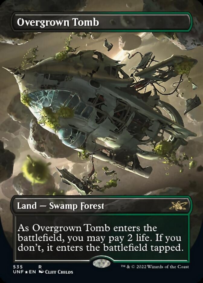 Overgrown Tomb (Borderless) (Galaxy Foil) [Unfinity] | Pegasus Games WI