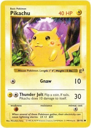 Pikachu (58/102) (E3 Stamped Promo with Red Cheeks) [Miscellaneous Cards] | Pegasus Games WI