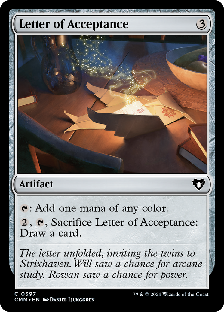 Letter of Acceptance [Commander Masters] | Pegasus Games WI