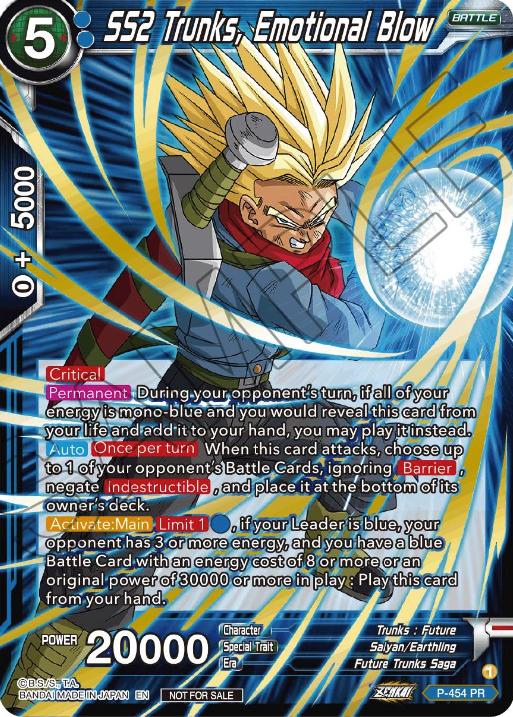 SS2 Trunks, Emotional Blow (Championship Selection Pack 2023 Vol.1) (Holo) (P-454) [Tournament Promotion Cards] | Pegasus Games WI