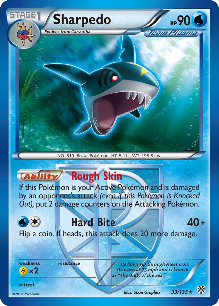 Sharpedo (33/135) [Black & White: Plasma Storm] | Pegasus Games WI