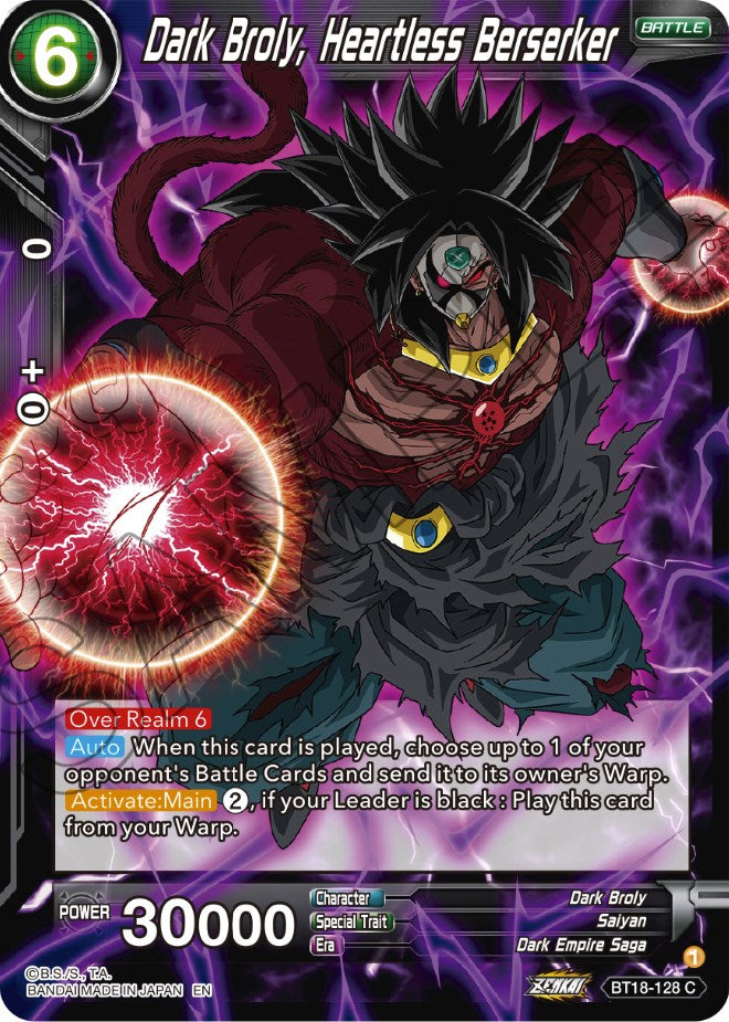 Dark Broly, Heartless Berserker (BT18-128) [Dawn of the Z-Legends] | Pegasus Games WI