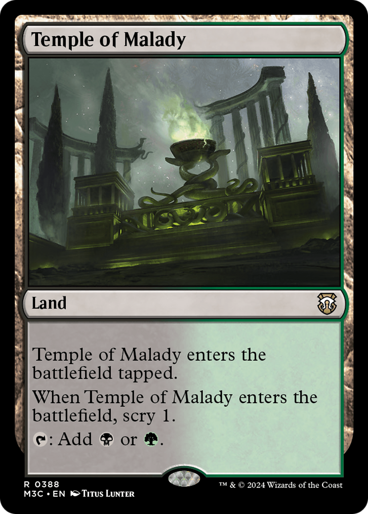Temple of Malady (Ripple Foil) [Modern Horizons 3 Commander] | Pegasus Games WI