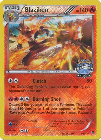 Blaziken (14/111) (National Championship Promo) [XY: Furious Fists] | Pegasus Games WI