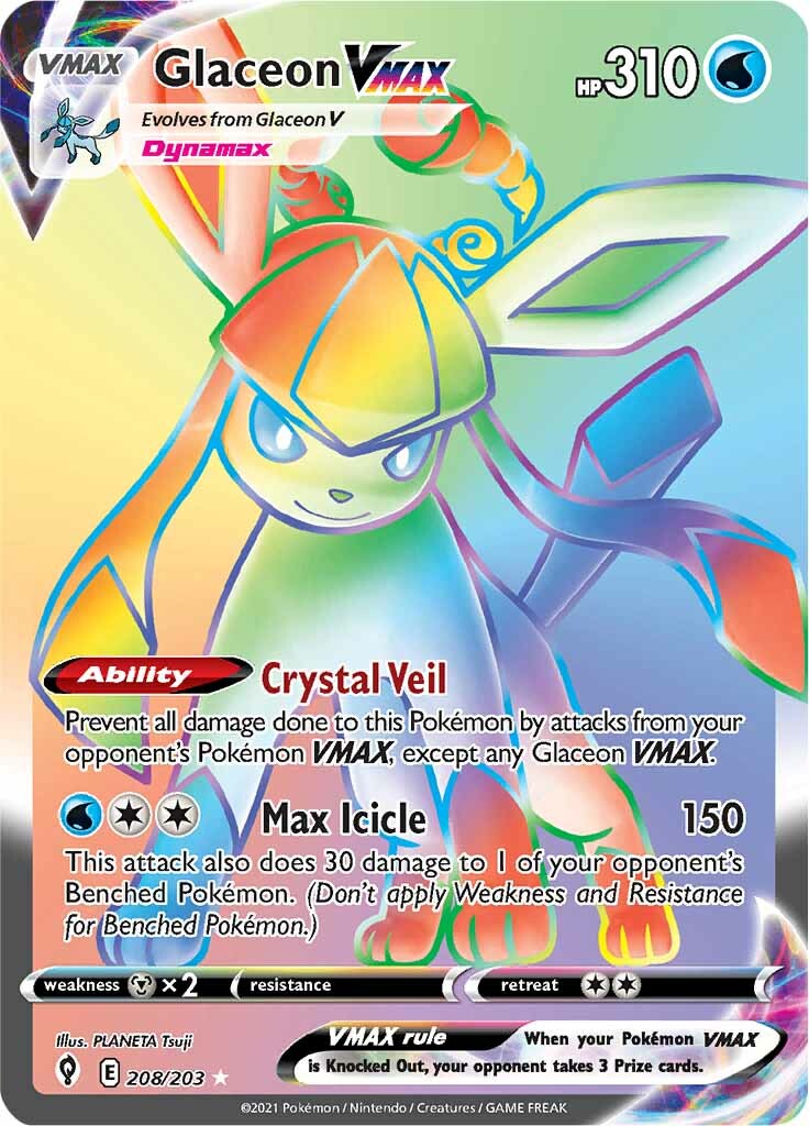 Glaceon VMAX (208/203) [Sword & Shield: Evolving Skies] | Pegasus Games WI