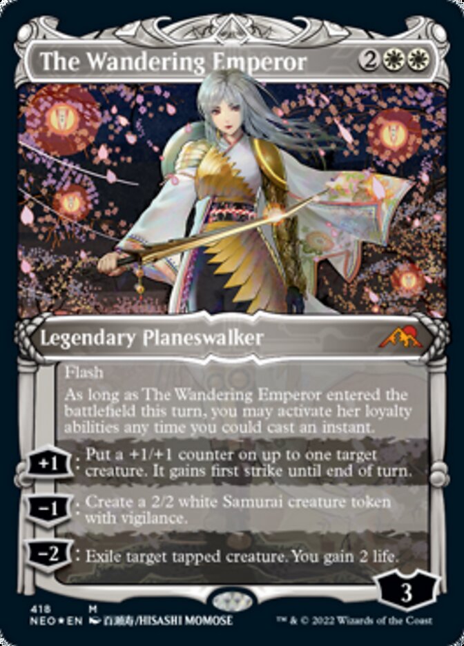 The Wandering Emperor (Showcase) (Foil Etched) [Kamigawa: Neon Dynasty] | Pegasus Games WI