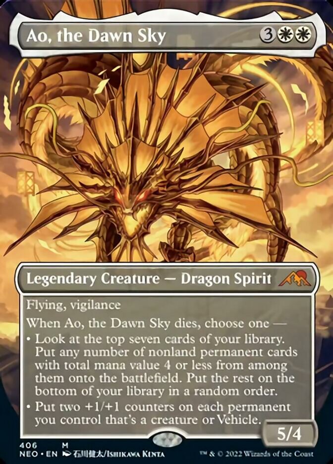 Ao, the Dawn Sky (Borderless Alternate Art) [Kamigawa: Neon Dynasty] | Pegasus Games WI