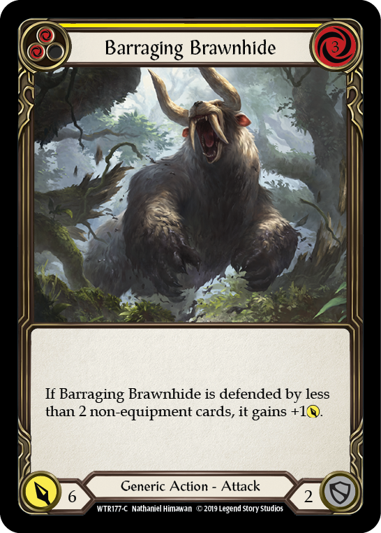 Barraging Brawnhide (Yellow) [WTR177-C] (Welcome to Rathe)  Alpha Print Normal | Pegasus Games WI
