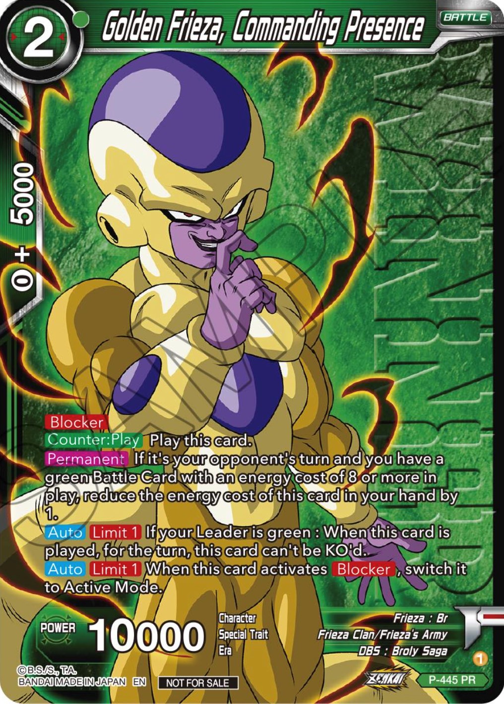 Golden Frieza, Commanding Presence (Winner) (P-445) [Tournament Promotion Cards] | Pegasus Games WI