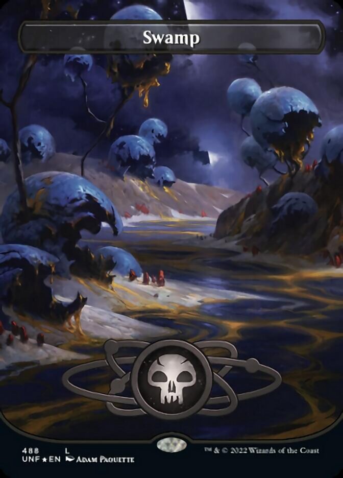 Swamp (488) (Planetary Space-ic Land) (Galaxy Foil) [Unfinity] | Pegasus Games WI