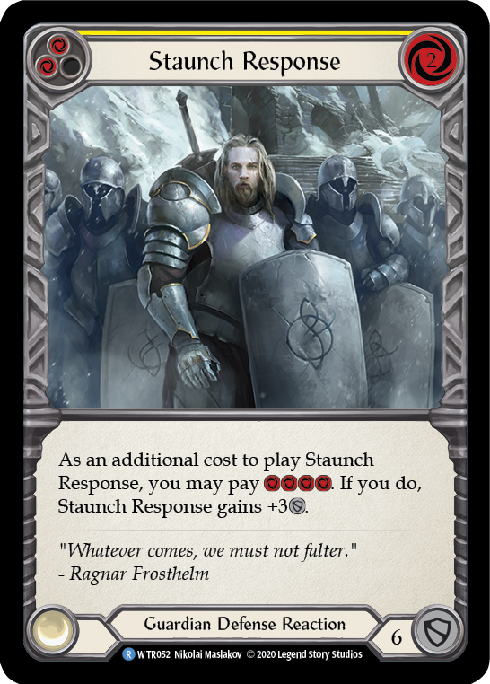 Staunch Response (Yellow) [U-WTR052] (Welcome to Rathe Unlimited)  Unlimited Rainbow Foil | Pegasus Games WI