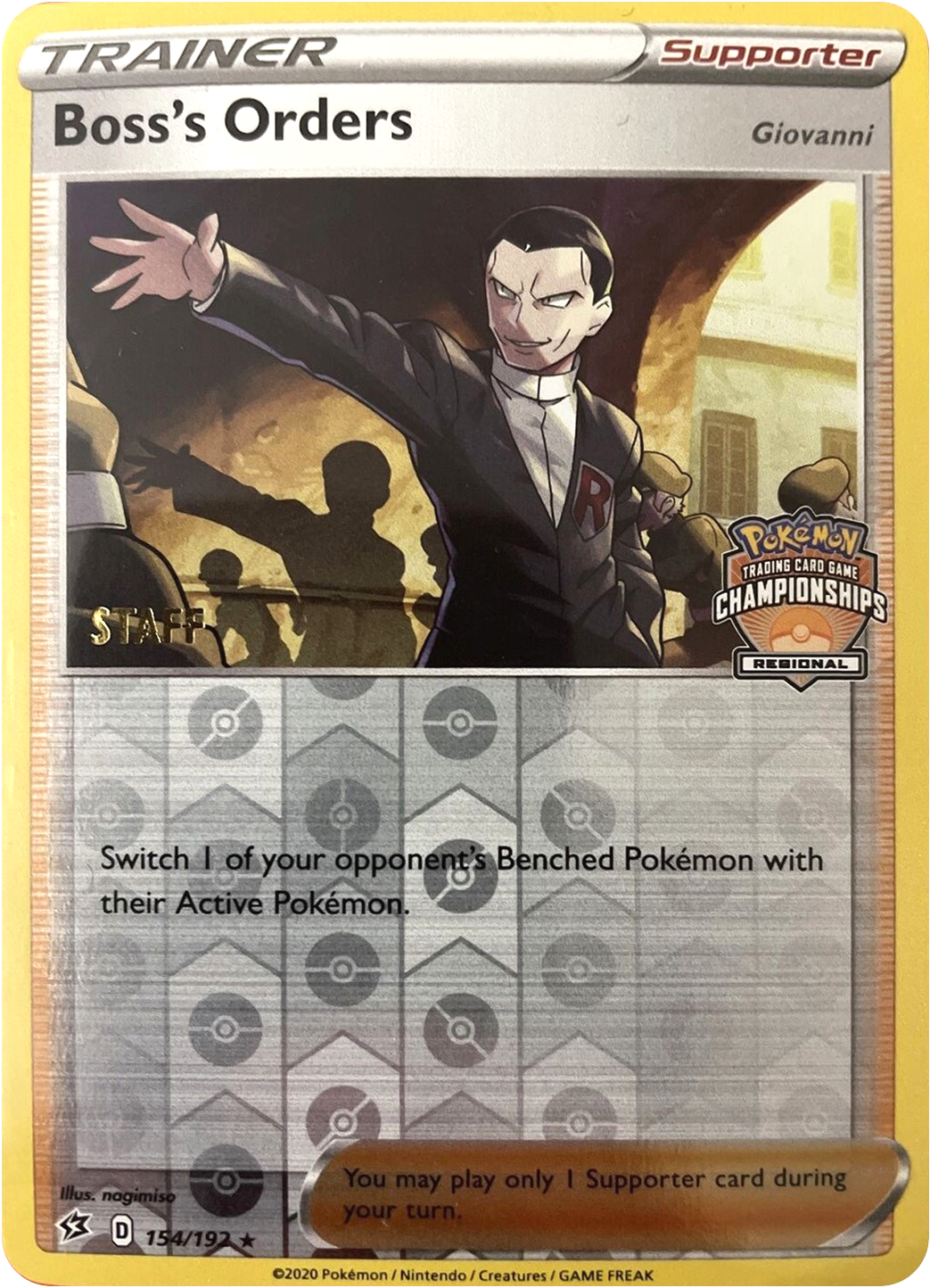 Boss's Orders (154/192) (Staff Regional Championships) [League & Championship Cards] | Pegasus Games WI