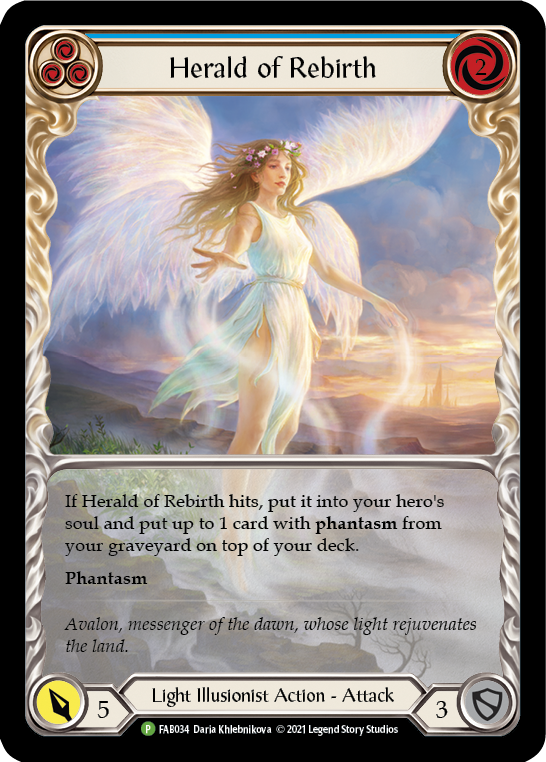 Herald of Rebirth (Blue) [FAB034] (Promo)  Rainbow Foil | Pegasus Games WI