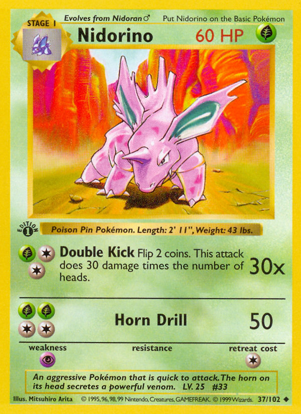 Nidorino (37/102) (Shadowless) [Base Set 1st Edition] | Pegasus Games WI