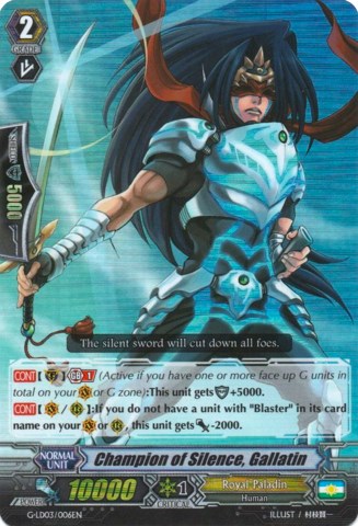Champion of Silence, Gallatin (RRR) (G-LD03/006EN) [G-Legend Deck Vol.3: The Blaster] | Pegasus Games WI