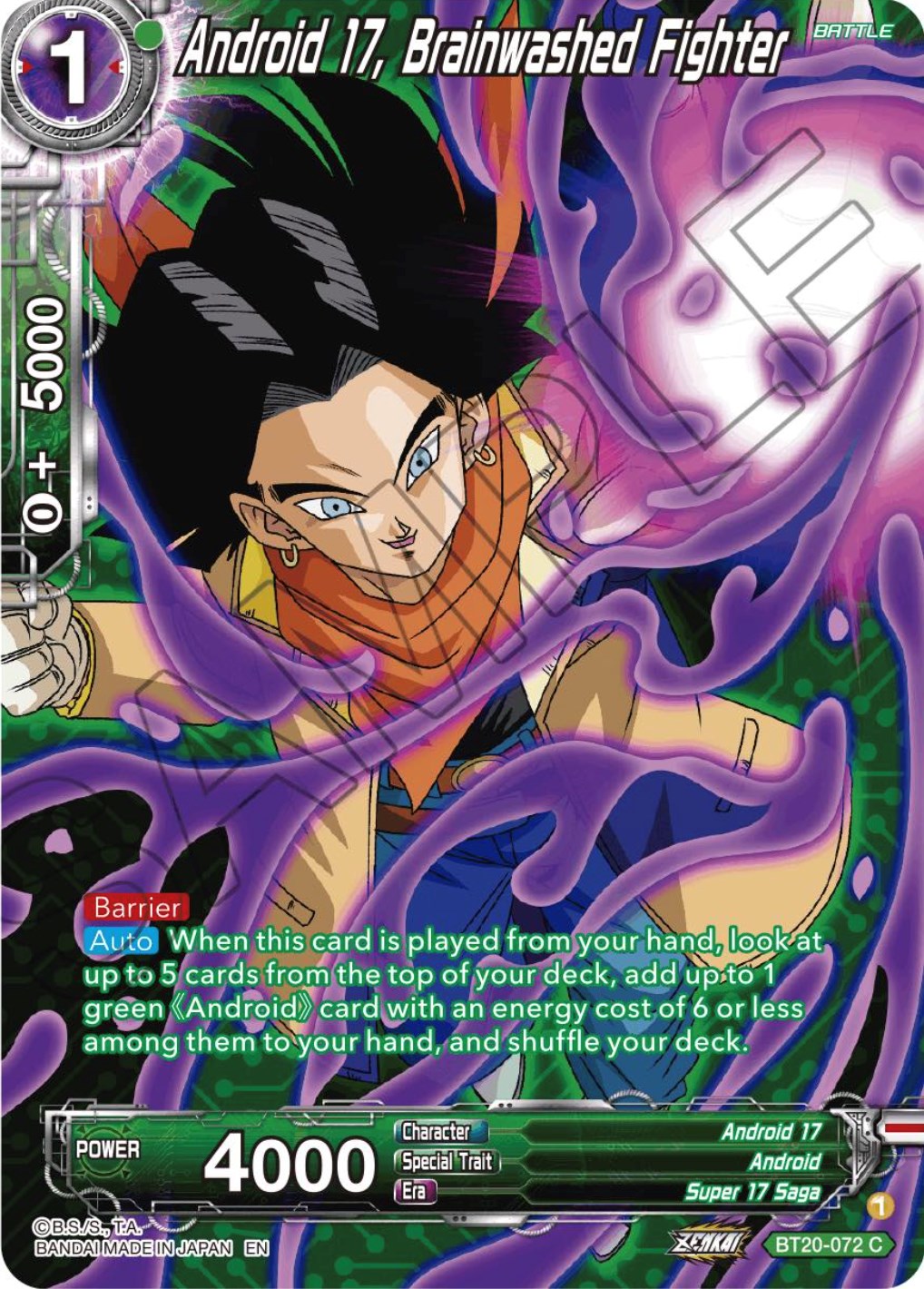 Android 17, Brainwashed Fighter (Silver Foil) (BT20-072) [Power Absorbed] | Pegasus Games WI