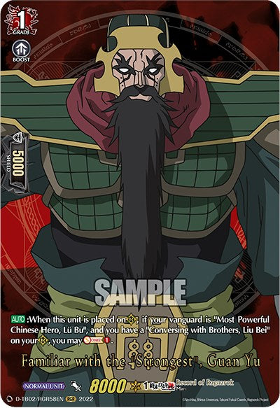 Familiar with the "Strongest", Guan Yu (D-TB02/RGR58EN) [Record of Ragnarok] | Pegasus Games WI