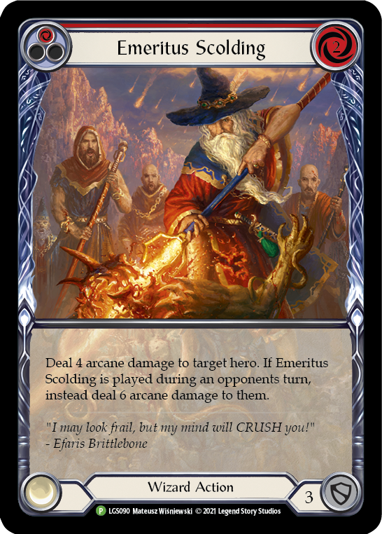 Emeritus Scolding (Red Extended Art) [LGS090] (Promo)  Rainbow Foil | Pegasus Games WI